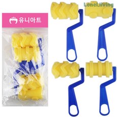 로넬리빙 유니아트 스펀지롤러 도장세트 4종 미술놀이 어린이 페인트찍기용