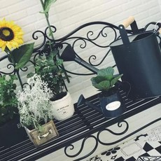 야외 의자 옥상 휴대용 라탄 테라스 플라스틱 철제벤치, C. 검은색 더블 의자