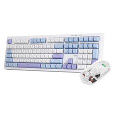 지클릭커 오피스프로 WMK80 사일런스 M 무소음 무선 블루투스 108 키보드 마우스 세트 (Sky city), 일반형, Sky city