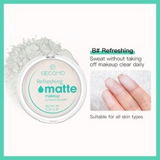 파운데이션 GECOMO 매티파잉 컴팩트 파우더 12H 롱 라스트 오일 컨트롤 실키 매트 메이크업 세팅 모든 피부 톤에 반투명, 01 Refreshing 211008-B, 1개