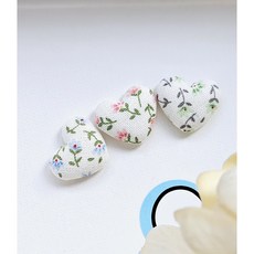 [자체5개] 17mm 꽃무늬 하트 원단 싸개단추 천싸개 악세사리 단추, 그린