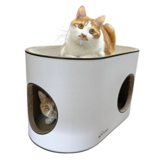 오케이펫코리아 하이라운드 숨숨집과 스크래쳐, 흰색, 1개