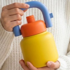 토토링 1L 텀블러 보온보냉 대용량 빨대 손잡이 스테인리스 물병, 1개, 1000ml, 옐로