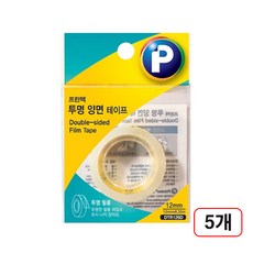 프린텍)투명 양면테이프 리필, 5개, (DTR126R/12*6.35m)