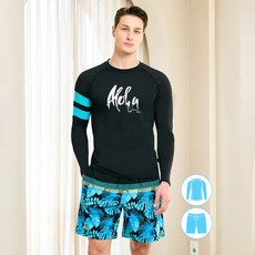 베이직엘르 남성인 나그랑 래쉬가드 비치반바지 세트 BEMW907K 2472430