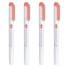 제브라 마일드라이너 형광펜 WKT7/트윈타입, 버밀리온(MVE), 4개입