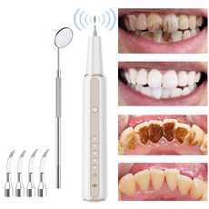 Sonipure 휴대용 초음파 치아 세척기 가정용 구강청결기 치아관리기, 흰색