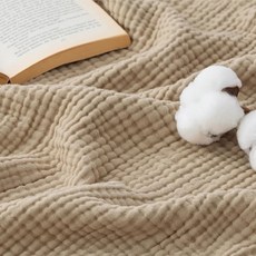 BEDSURE 100 모슬린 담요 사이즈 침대용 108 여름 274 거즈 경량 담요 베이지 6CM 리넨 4겹 얇고 부드러운 90인치 통기성 228, 담요 XL(50 x 70인치), 01 Light Brown