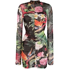 필립플레인 플로럴 프린트 쇼트 드레스