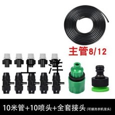 【台灣熱銷】霧化噴頭自動淋花澆水噴霧頭工地除塵噴霧灌溉系統噴淋定時澆花器, 10米8/12毛管+10個噴頭, 1個