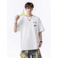 티셔츠 자수 반팔 베이직 프린팅 힙한 여름 와이드핏