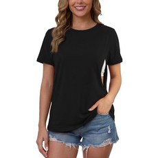 [ 757863 ] Ecavus 숨겨진 지퍼가 달린 모유 수유용 여성용 셔츠 부드러운 수유 상의 블랙 S