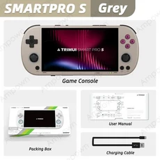 TRIMUI SMART PRO S 휴대용 게임 콘솔 496'' IPS 스크린 올위너 A523 프로세서 홀 조이스틱 RGB 조명 TG505, 02 No Card0 Games, 03 Grey