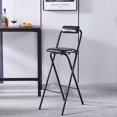 접이식 바의자 철제 스탠딩 키높이 간이 스툴 홈바 높은, 1개, 검정 가죽 쿠션 (75cm)