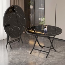 접이식 다용도 사각 원룸 원형 테이블 간이식탁 원탁 화이트, H_철화유리 블랙 대리석 60x60x72 원형 테이블