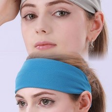 額頭防曬神器柔軟空調巾護額止汗頭巾 彈力運動髮帶 月子頭巾 壓碎髮, 天藍+灰色【經典款】, 1個