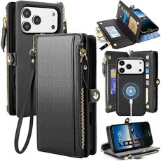Horyaal Compatible with MagSafe iPhone 17 Pro Max Wallet Case 2 in 1 Detachable Magnetic Case Zip