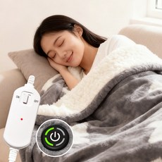 LANGDOO 전기패드/전기담요 겸용 플란넬 램스울 이중 도톰 전기요 전기장판 거실 소파 침대용 탄소 카본 담요 매트, 회백색의, 127*152cm