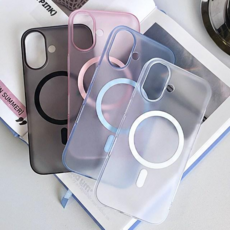 쁘띠마켓 초강력 자력 변색없는 초슬림 반투명 지문방지 매트 맥세이프 마그네틱 아이폰 갤럭시 하드 케이스