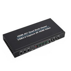 易控王 HDMI 4x1 畫面分割器 USB3.0 影像擷取一體機 遠端遙控, 1個, 40-223-03
