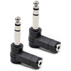 3.5mm 18인치 스테레오 여성용 6.35mm 14인치 남성용 90° 앵글 오디오 어댑터 2팩, 3.5mm 18인치 스테레오 여성용 6.35mm 14인