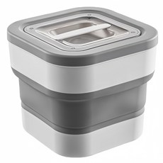 摺疊密封米桶 防潮米箱 大容量儲米桶 透明視窗米缸 廚房收納, 白灰色, 1個