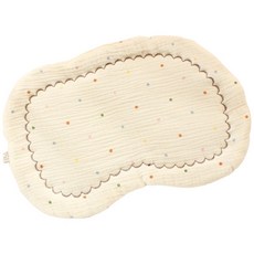 新生嬰兒紗布雲片枕 U型加棉花枕頭 寶寶枕巾防吐奶墊平枕, 彩色波點-25*39cm