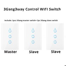Tuya/Ewelink APP 1/2/3 Gang 3 웨이 제어 스마트 WIFI 스위치 터치 유리 벽 조명 호환 Alexa Google 홈, 3gang3way White, Ewelink App