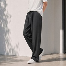 FINAL SENSE 남성 아이스실크 와이드 슬랙스 시원한 냉감 밴딩 바지 여름 긴바지 초가벼운 아이스실크 냉감 바지 남성 와이드 루즈핏 긴바지