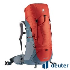 登山屋 deuter 德國AIRCONTACT LITE拔熱式透氣背包45+10SL (辣椒紅/淺藍) - 輕量透氣，女性專用, 辣椒紅/淺藍