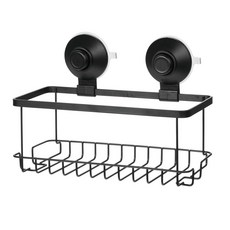iDESIGN 에버렛 푸쉬 락 석션 배스킷 욕실선반, 1개, Matte Black