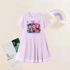 케이팝 데몬헌터스 티셔츠 반팔 케데헌 루미 주니어 코튼 옷 미라 오버핏 유아, 퍼플 (모험가) C