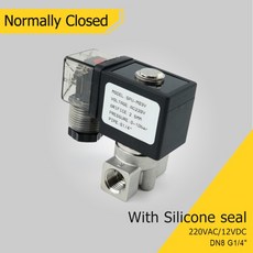 G1/4 DN8 VX2120-08-SS-NC 실리콘 고무 씰이있는 평상시 닫힘 스테인레스 스틸 솔레노이드 밸브 파이프 피, 05 With K25.4mm, 01 12VDC