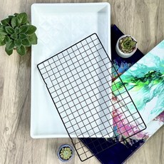 金羽毛 FLUID ART 流體畫集料/晾畫箱, 碳鋼支撐網+集料籃(白色), 1個