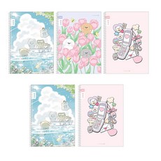 모닝글로리 채움노트 초등 스프링 노트 알림장 넓은칸 3종 + 랜덤발송 2p 세트 B, 솜솜빨강모자 + 회전목마 + 벚꽃놀이, 1세트