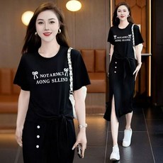 여성 레터링 프린트 트레이닝 세트 여름 스커트 투피스 A36Z2K ible1