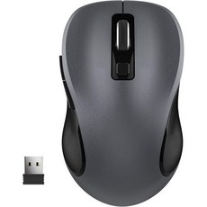 WisFox 2.4G 무선 마우스(노트북용) USB 수신기와 3단계 조절 기능이 있는 인체공학적 컴퓨터 마우스 Windows Mac PC 노트북용 6버튼 마우스(회색), Grey
