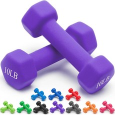 Portzon 네오프렌 덤벨 핸드 웨이트 2개 세트 미끄럼 방지 구름 방지 1.8kg 퍼플, 4.5kg(10파운드), 한 쌍