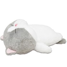 棒貓 躺平貓娃娃 S size 睡覺貓 療癒貓 貓咪玩偶 全店免運, 灰+白, 1個