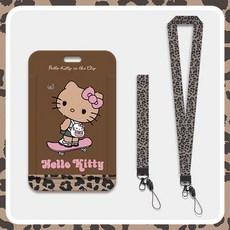 hellokitty 태닝키티 레오파드호피 학생 급식카드 학교 교통카트 카드슬리브 케이스, 17. A+핸드스트랩+넥스트랩(늘어나는)