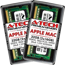 용 A-Tech 16GB 2x8GB RAM 2015년 말 27인치 레티나 5K DDR3L 1866MHz / 1867MHz PC3L-14900 1 35V 204핀 SODIMM 메모
