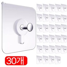 깔끔플러스 초강력 무타공 액자걸이 접착식 매직후크, 30개, 울트라클리어