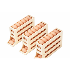 퍼스트픽 4단 자동 롤링 에그트레이 냉장고 계란 보관함 슬림 수납 정리대, 1개, 옐로우