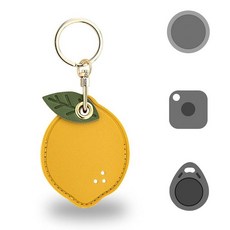 범용 스마트 태그 홀더 타일 메이트 에어태그 갤럭시 스마트태그 eufy 스마트트랙 링크 열쇠 고리 가죽 귀여운 에어 트래커 케이스 열쇠 고리 포함 레몬