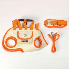 寵物外出便攜透氣牽引揹包，手拎斜跨旅行揹帶, 橘色【M】一包四用4.5-6.5公斤用, 1個