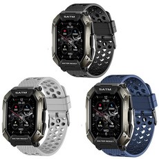 AMAZTIM C20 밴드와 호환 Lamshaw 실리콘 교체용 손목 밴드 스포츠 스트랩 금속 버클 포함 Kospet Tank M1 ProAMAZTIM C20 1.71 밀리, 3팩 - 블루+그레이+블랙