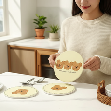 귀여운 곰돌이 세라믹 냄비받침 인테리어 주방 식탁 코스터 세트, 곰돌이 냄비받침, (미스모)