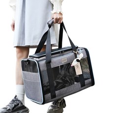 퍼피허그 PoPo 애견 산책가방 이동 가방 고양이 강아지 캐리어 기내용 컨넬 카시트 슬링백, 그레이, 1개
