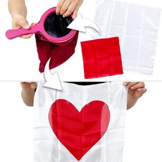 JL매직 조각난 하트가 하나로 완성되는 마술세트(코믹하트스카프세트+싱글마술주머니) 100%천연실크제작, 1세트