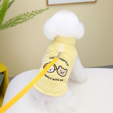 아미메종 강아지 고양이 깜찍발랄 귀여운 패딩조끼, 1개, YELLOW